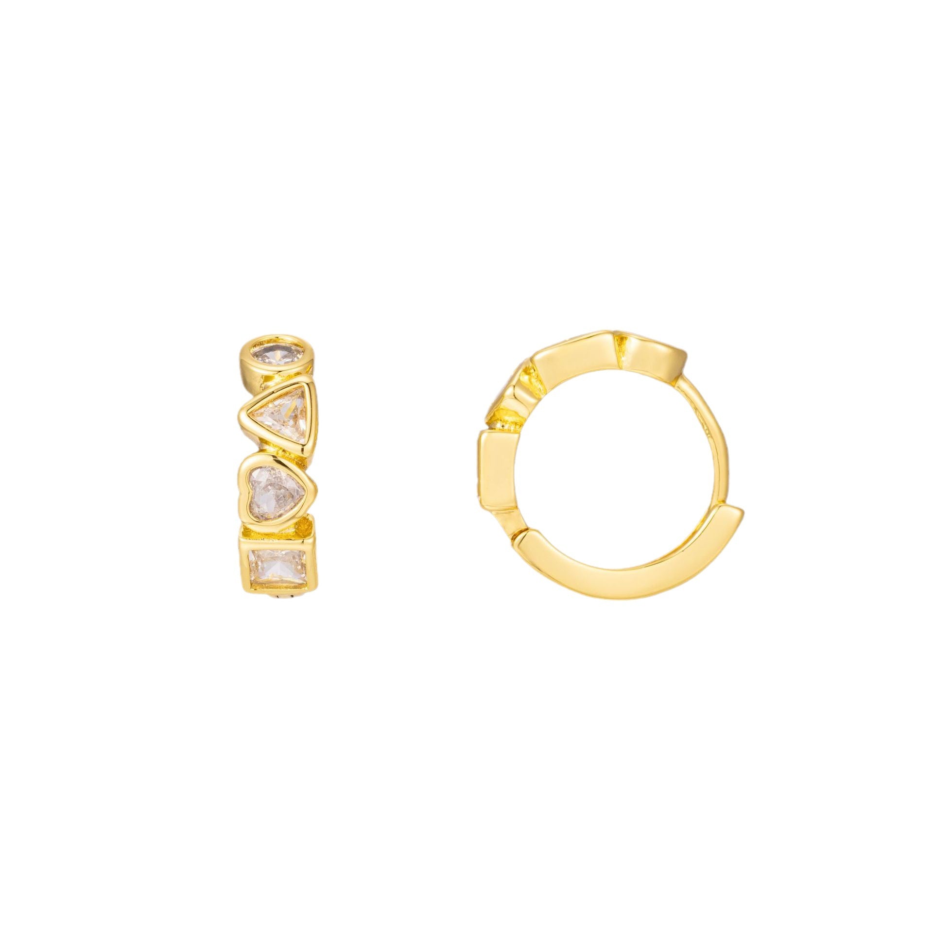 Wholesale Plated 18K Gold Heart-shaped Diamond Earrings