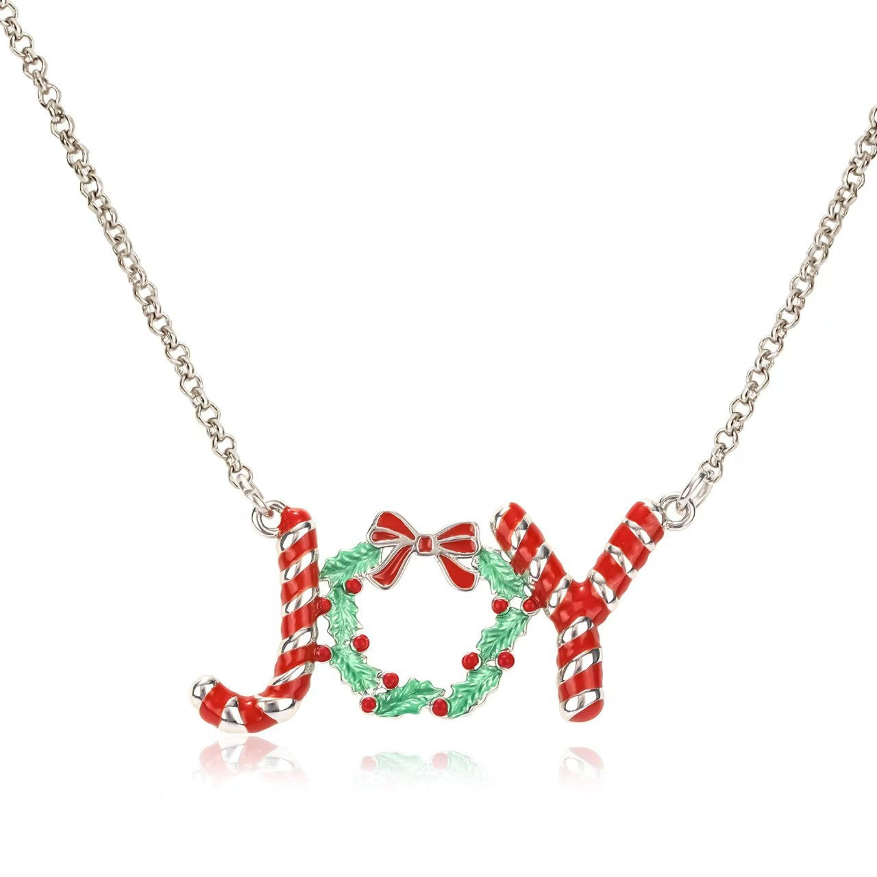 Wholesale Christmas Stereo Letter Oil Dripping Necklace
