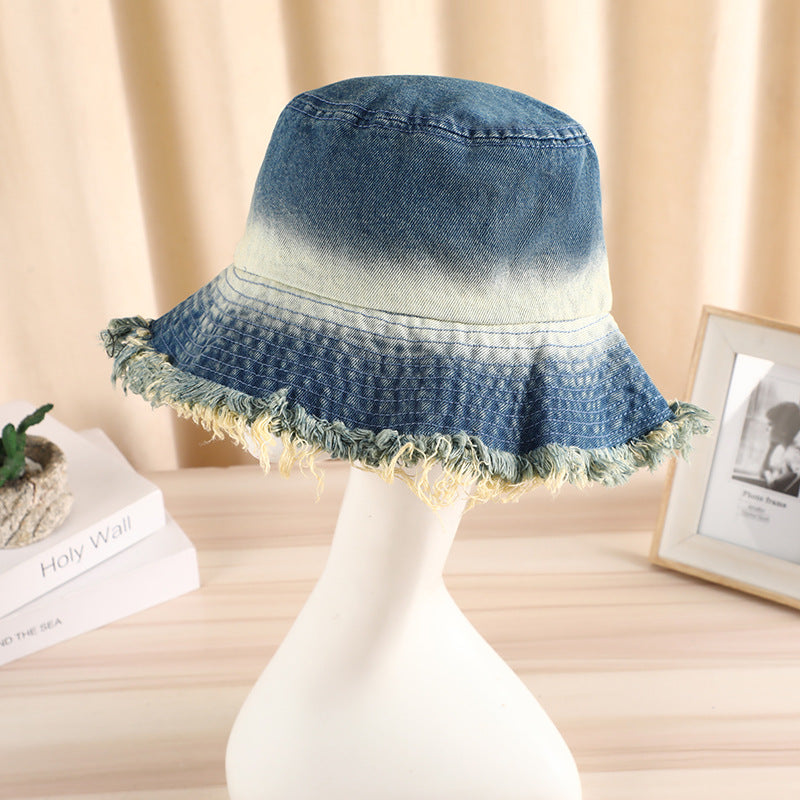 Wholesale Gradient raw edge washed bucket hat