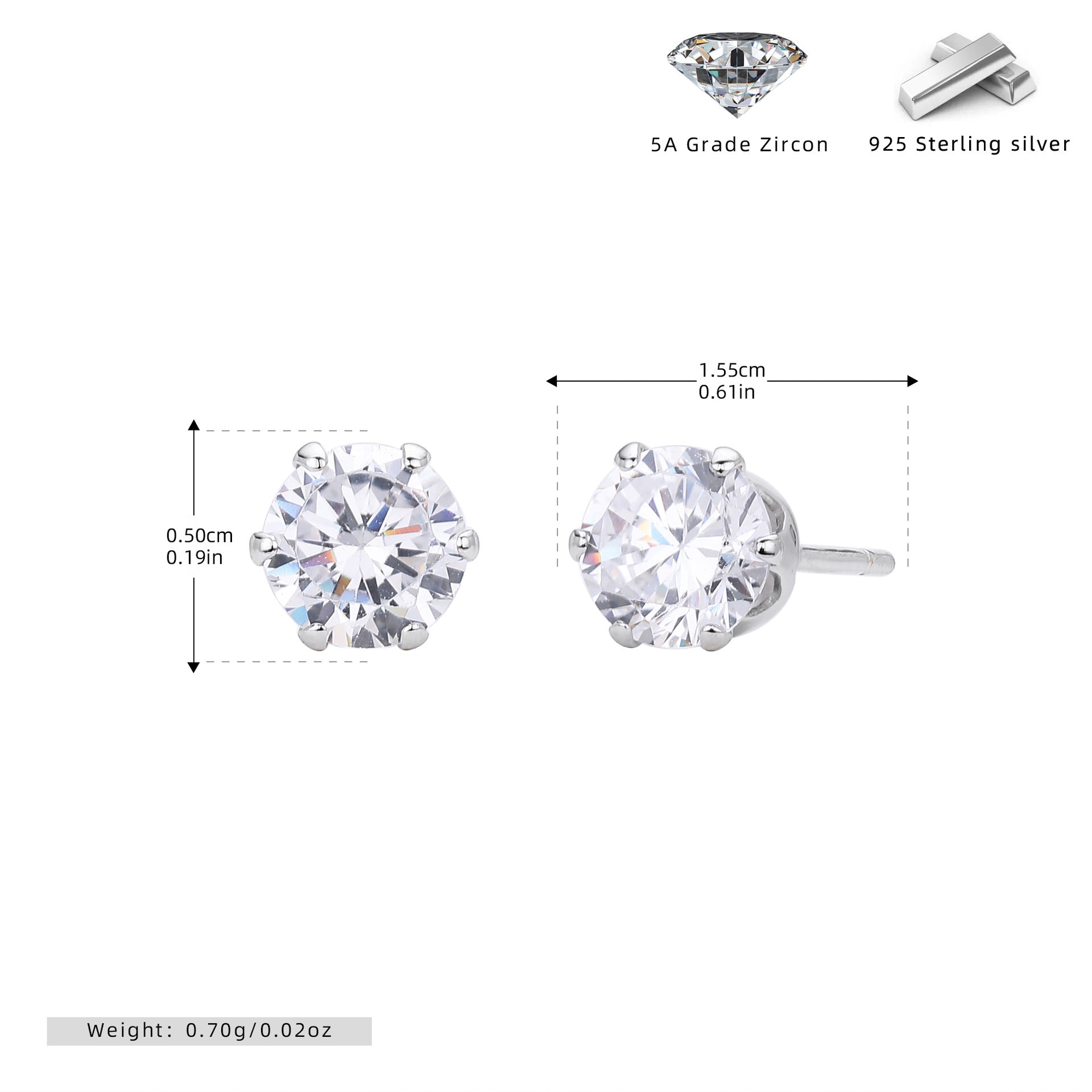 Wholesale s925 sterling silver earrings six-claw inlaid zircon earrings