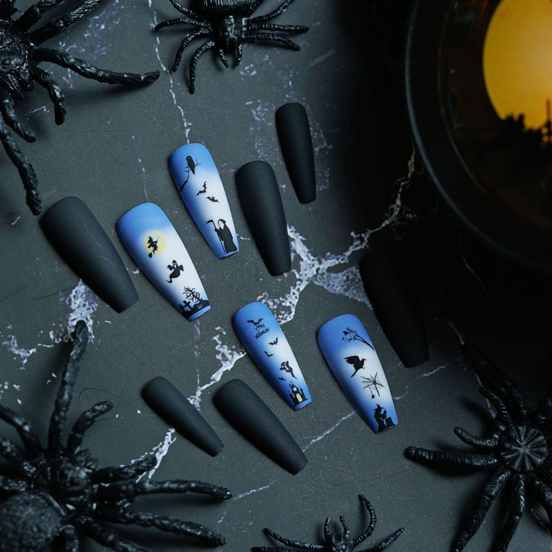 Wholesale 24 Pieces/ box  Black Nails Kits Nail Stickers