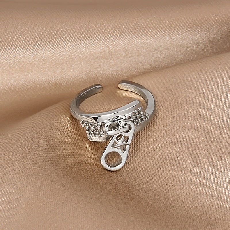 Wholesale Rhinestone Butterfly Cat Ear Zipper Alloy Ring ACC-RS-MDD002