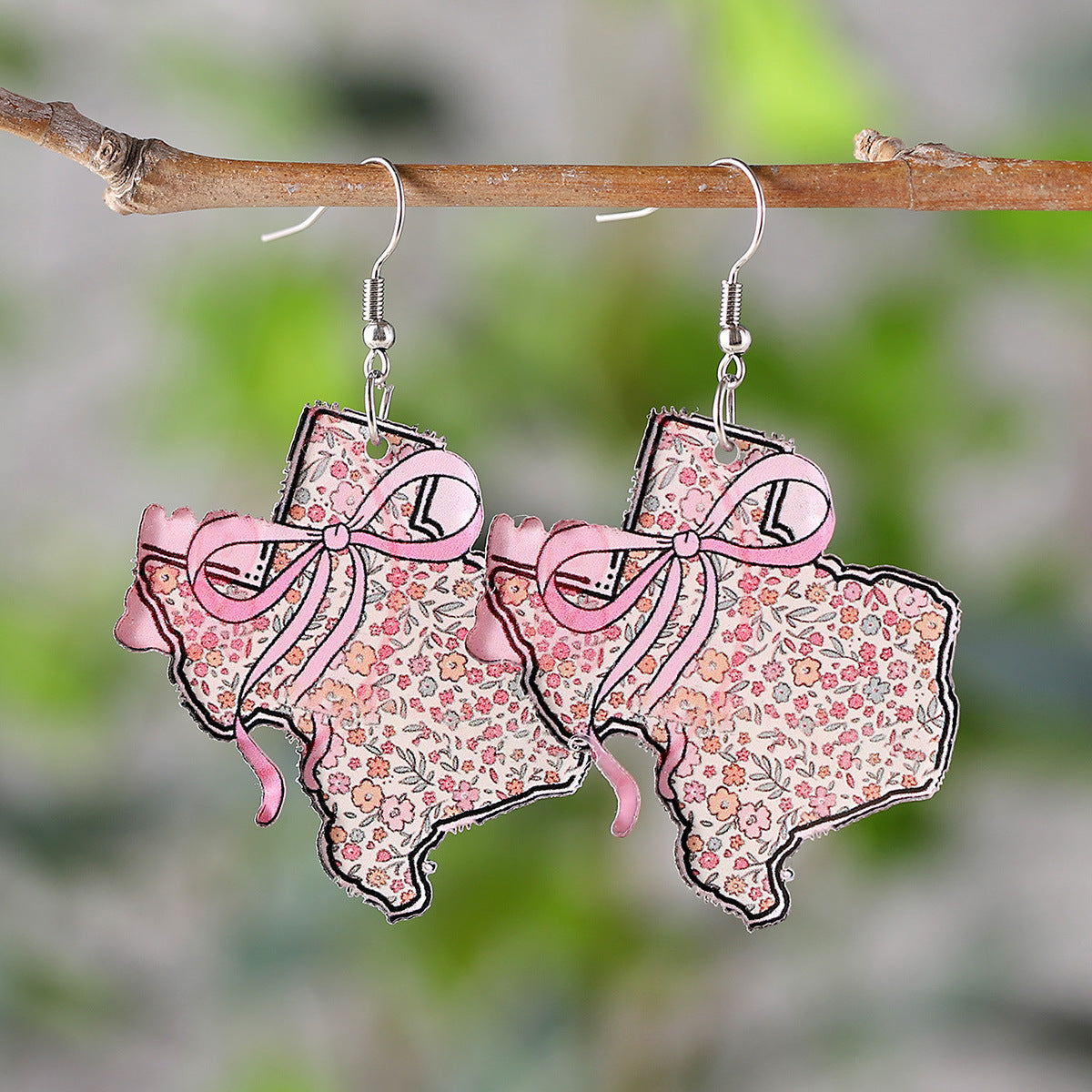 Wholesale Independence Day Colorful Bow Texas Map Western Style Acrylic Earrings