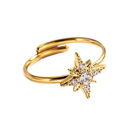Wholesale Diamond Sunflower Vintage Titanium Steel Star Ring
