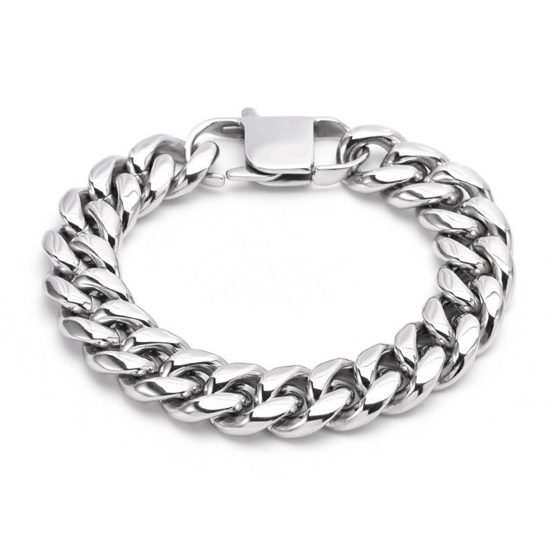 Bracciale a catena cubana in acciaio al titanio largo 14 mm all'ingrosso