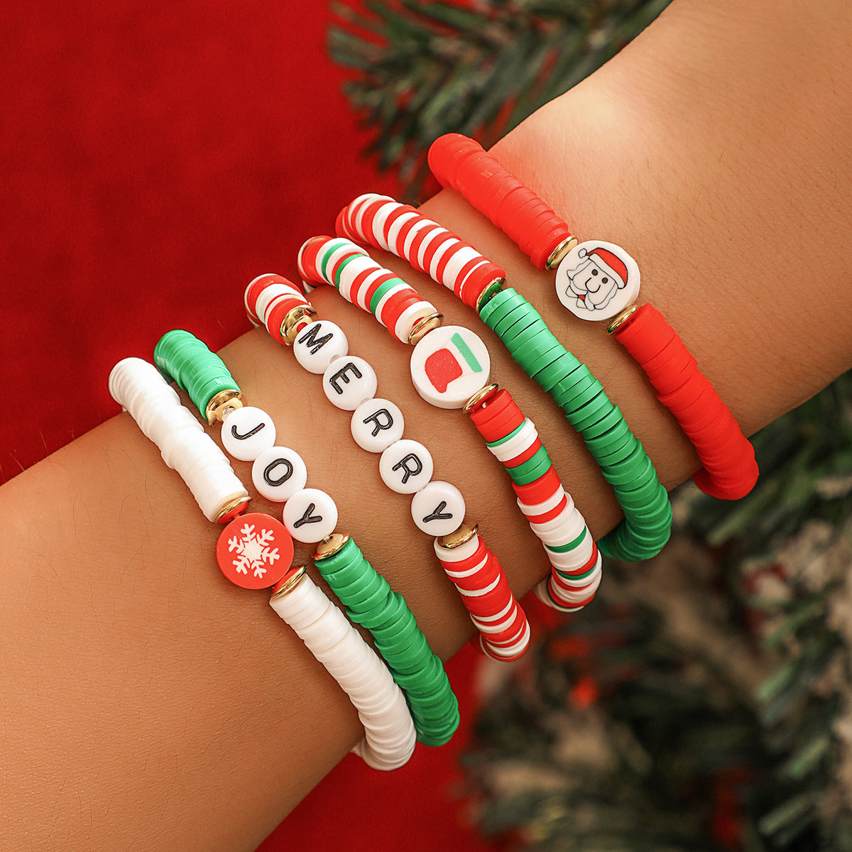 Wholesale  Christmas soft pottery glass beaded bracelet