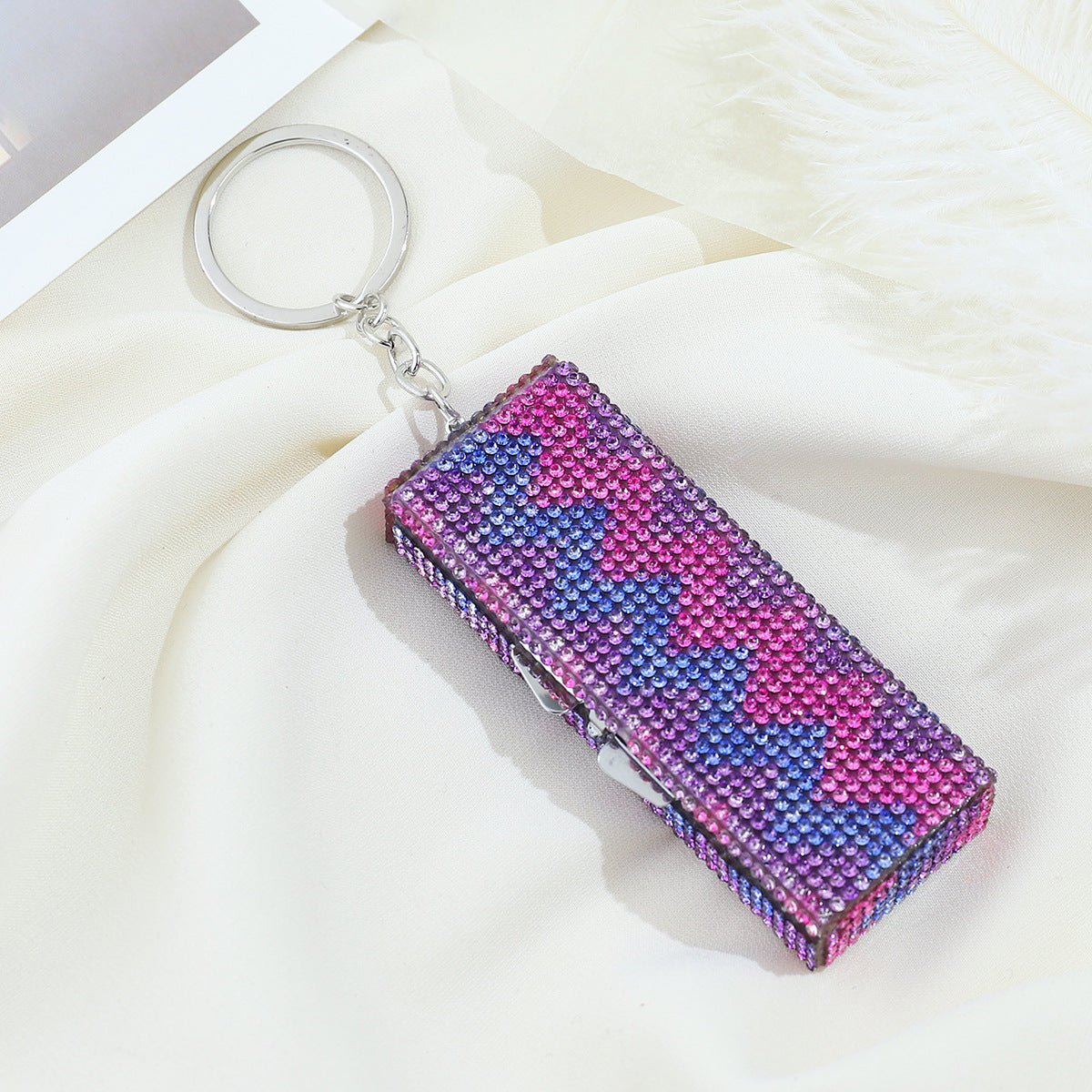 Wholesale Color Rhinestone Pill Box Portable Keychain Keychains Accessories Rhinestone Keychain ACC-KC-ZhiYa015