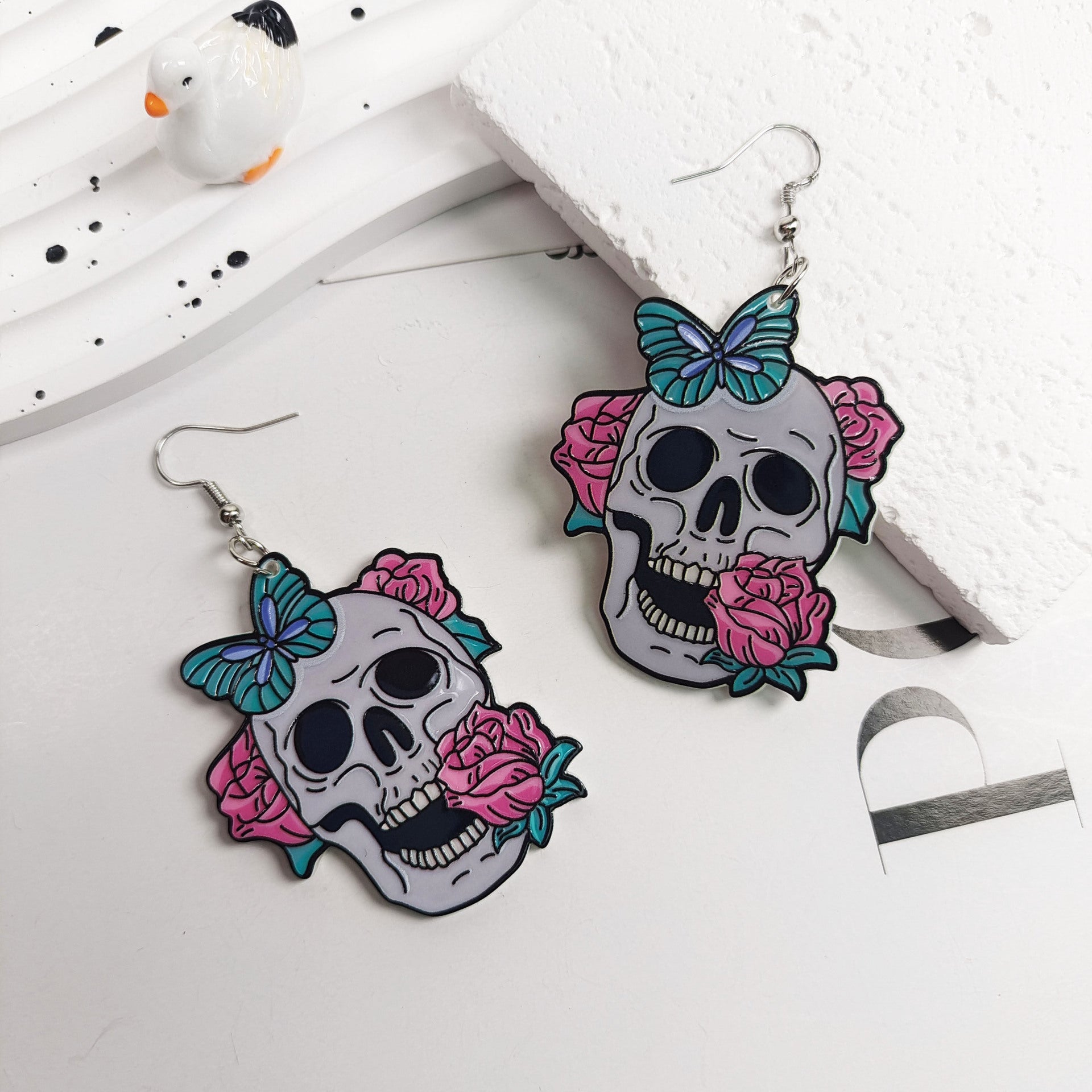 Wholesale Halloween Dark Skull Purple Earrings Acrylic Earrings ACC-ES-Jiay005