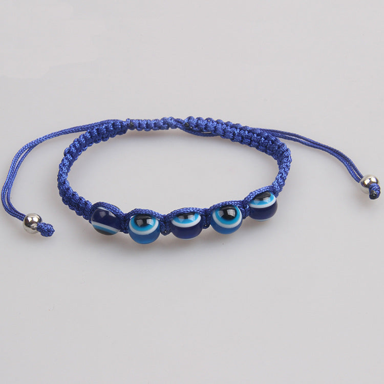 Wholesale Turtle Elephant 9 Round Beads Blue Eyes Red Rope Woven Adjustable Bracelet