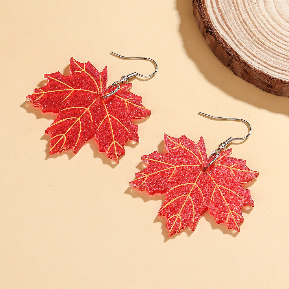 Wholesale  Maple Leaf Earrings Thanksgiving Acrylic  Earrings