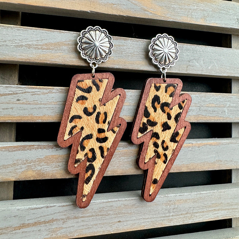 Wholesale  Western lightning earrings classic leopard print  earrings