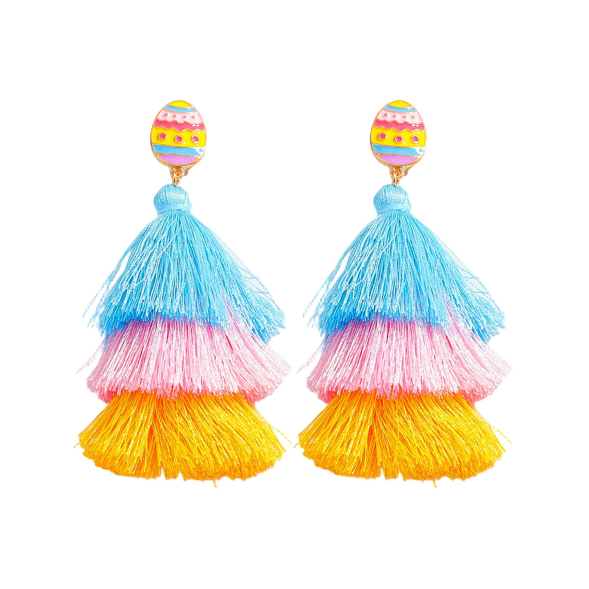 Wholesale Live-jointed tassel rabbit egg diamond earrings