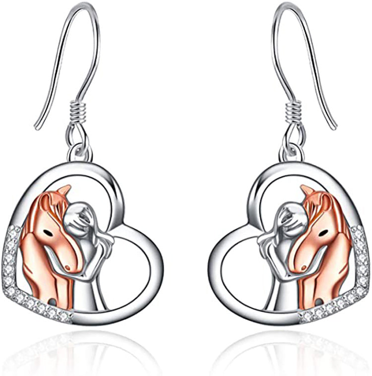 Wholesale  fashion heart-shaped necklace  two-color pendant rose gold jewelry