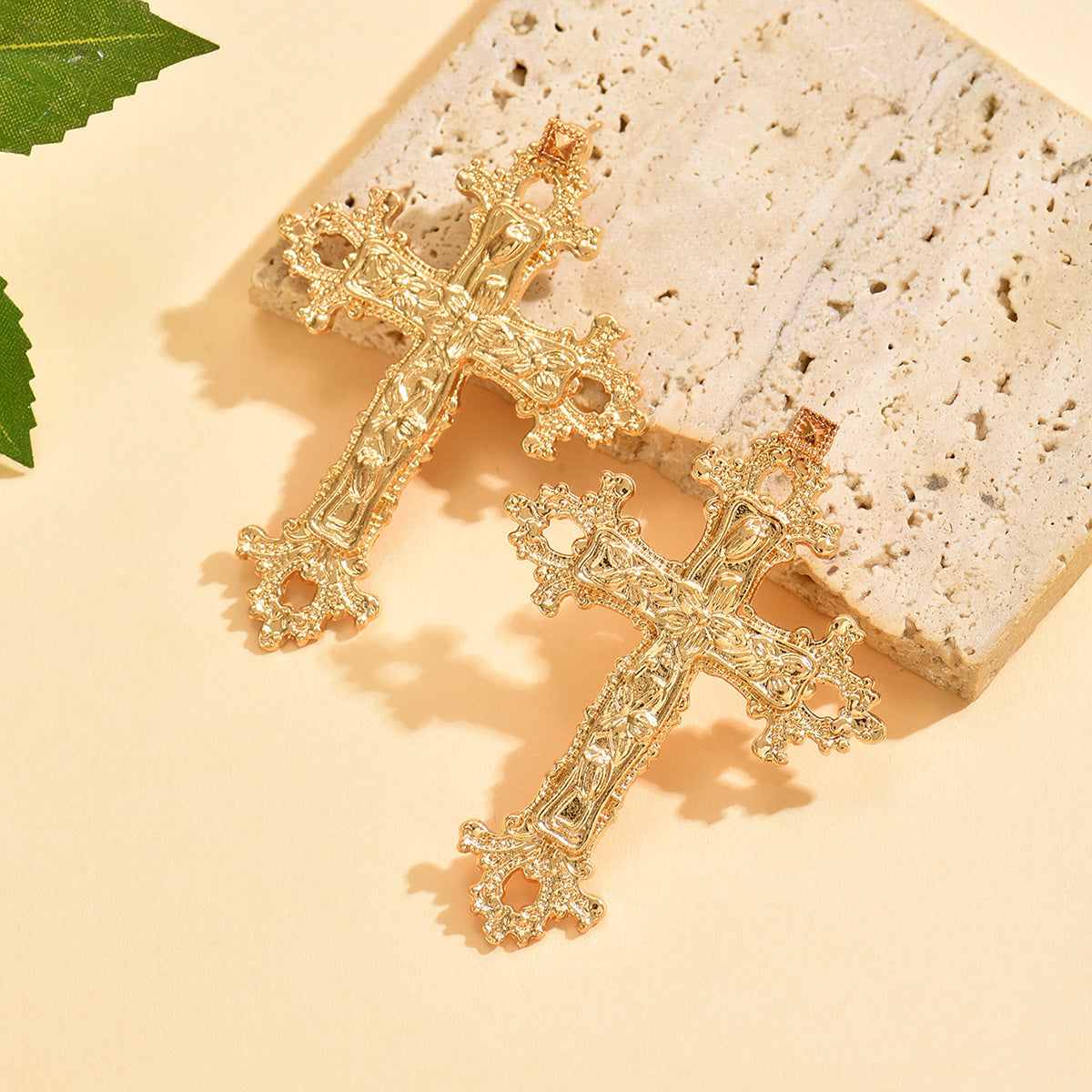 Wholesale Cross Design Hollow Flower Earrings,  Alloy Electroplated – Trendy Fashion Accessory for Resale
