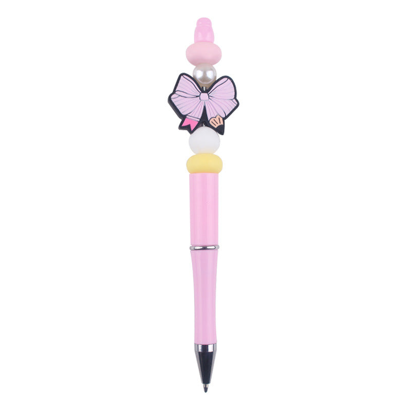 Wholesale  Teachers' Day Beaded Pen DIY Creative Cartoon Bow Silicone Beaded Pen
