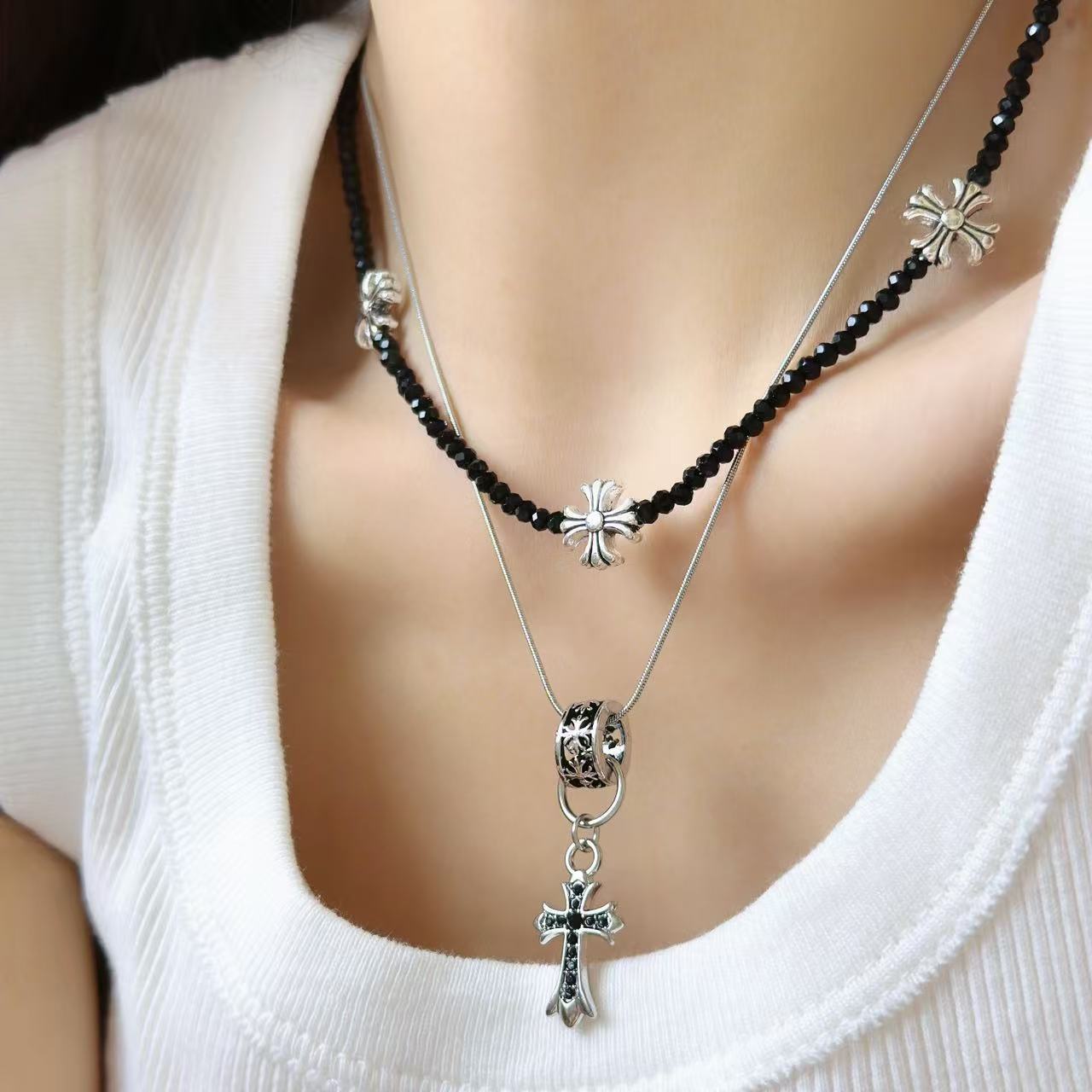 Großhandel Cross Leder Doppelschichtkette