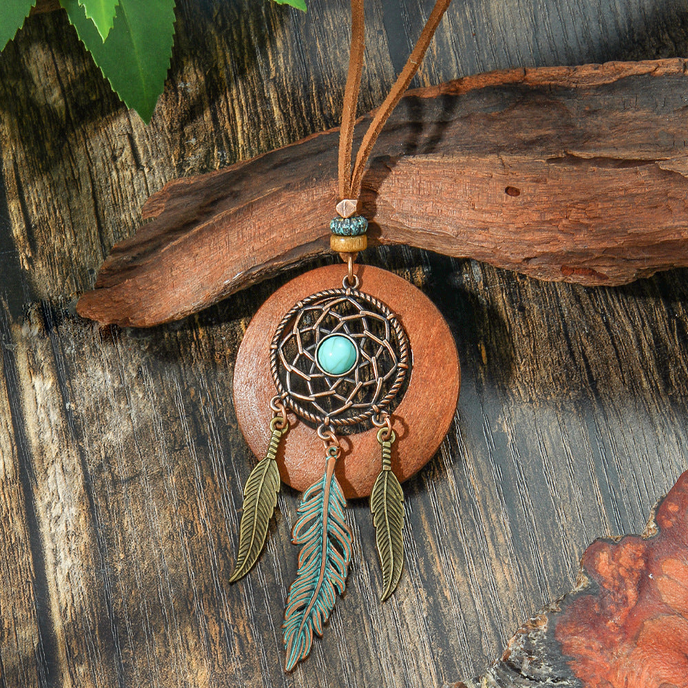 Wholesale Bohemian Retro Alloy Dream Catcher Pendant Necklace Fashion Accessory