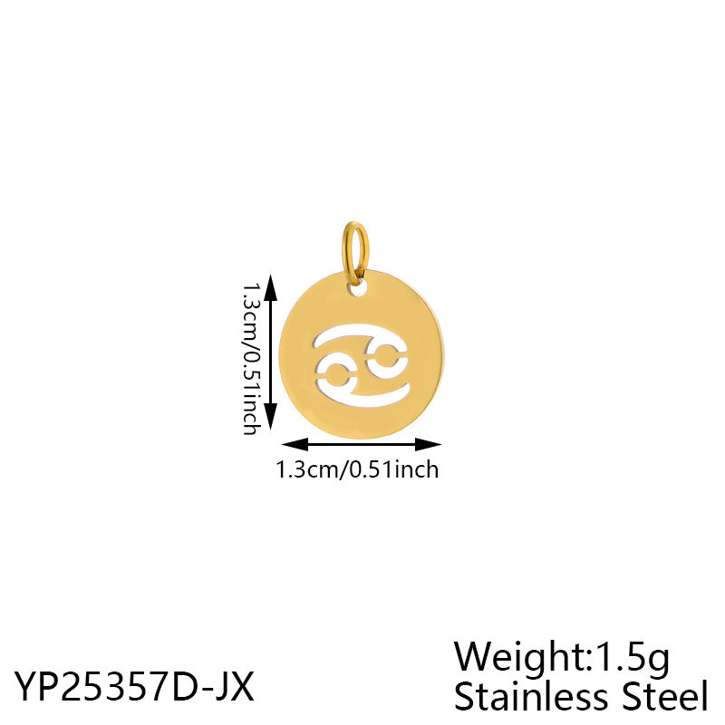 Wholesale Stainless steel 12 constellation hollow round card pendant