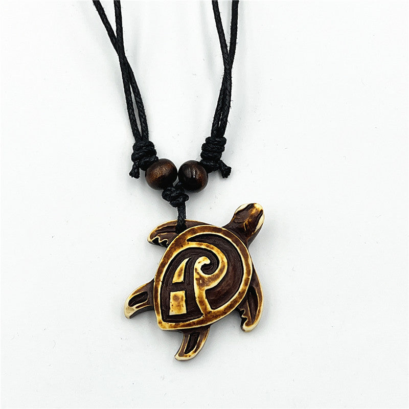 Wholesale Vintage Turtle Necklace Carved Turtle Pendant Resin Sweater Chain ACC-NE-ShuangDe001