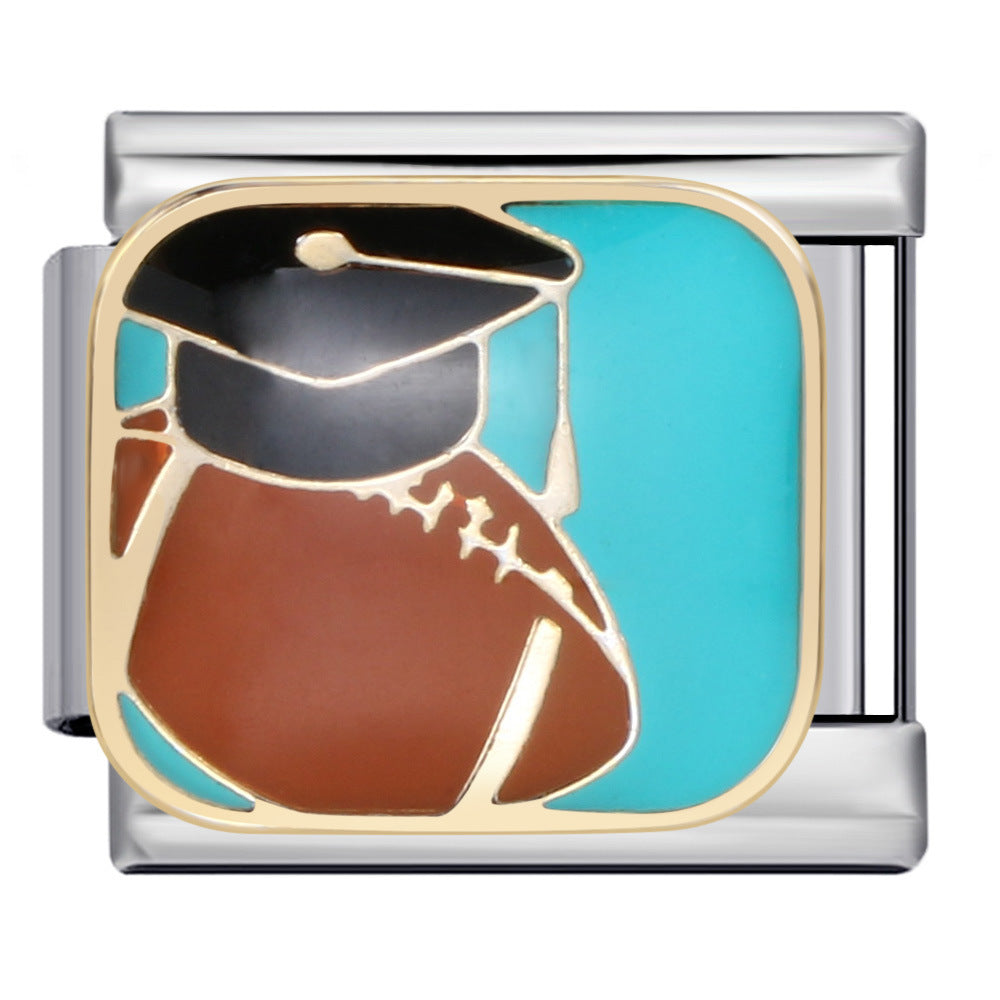 Wholesale Italian Charm Bracelet 9mm DIY Splicing Removable Gold Plated Oil Drop Cartoon Stainless Steel Composable Bracelet