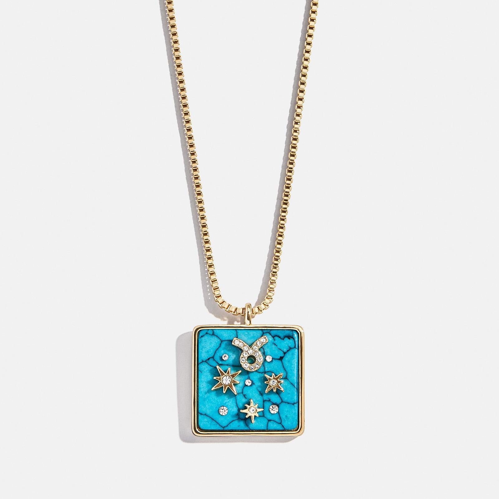 Wholesale Blue Turquoise Zodiac Enamel Stainless Steel Necklace