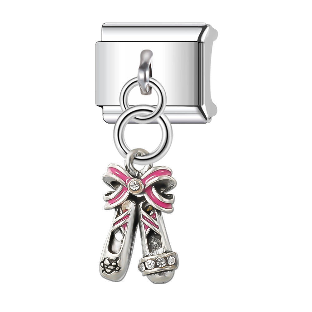 Wholesale Italian Charm Bracelet 9mm DIY Splicing Stainless Steel Heart Pendant Composable Bracelet