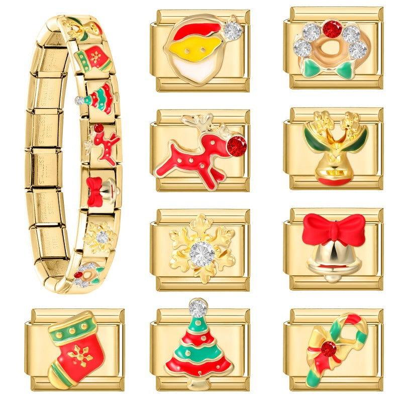 Wholesale  Italian Charm Bracelet 9mm DIY Christmas Celebration Creative Stainless Steel Composable Bracelet