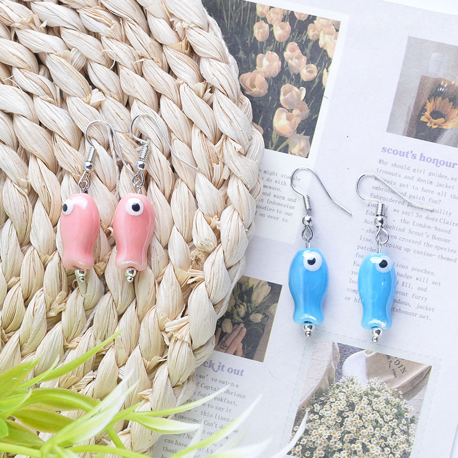 Wholesale Colorful fish ceramic earring set