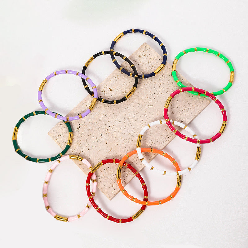 Wholesale Oil Drop Stainless Steel Multicolor Bamboo Bracelet ACC-BT-RuiX003