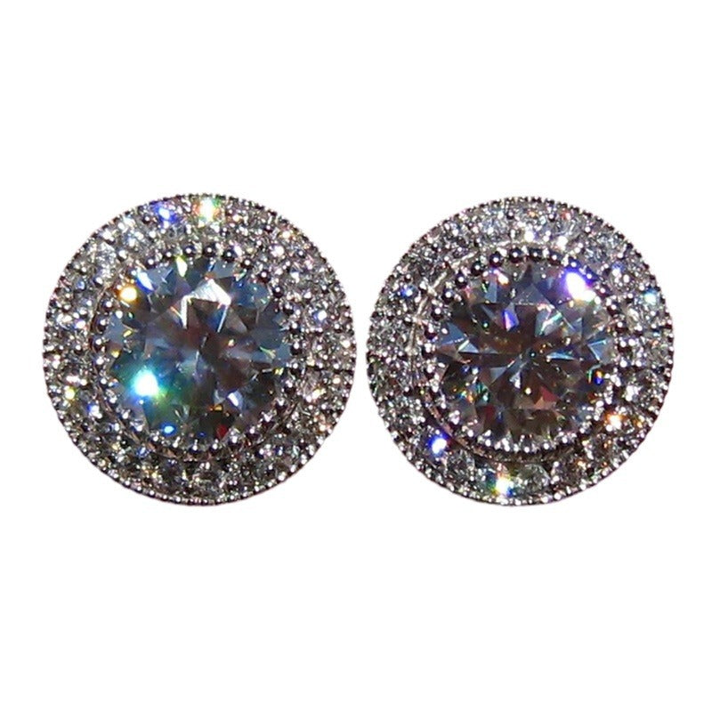 Wholesale Set of Ultra-flash Round Zircon Full Diamond Earrings Blingbling Earrings ACC-ES-Caos035