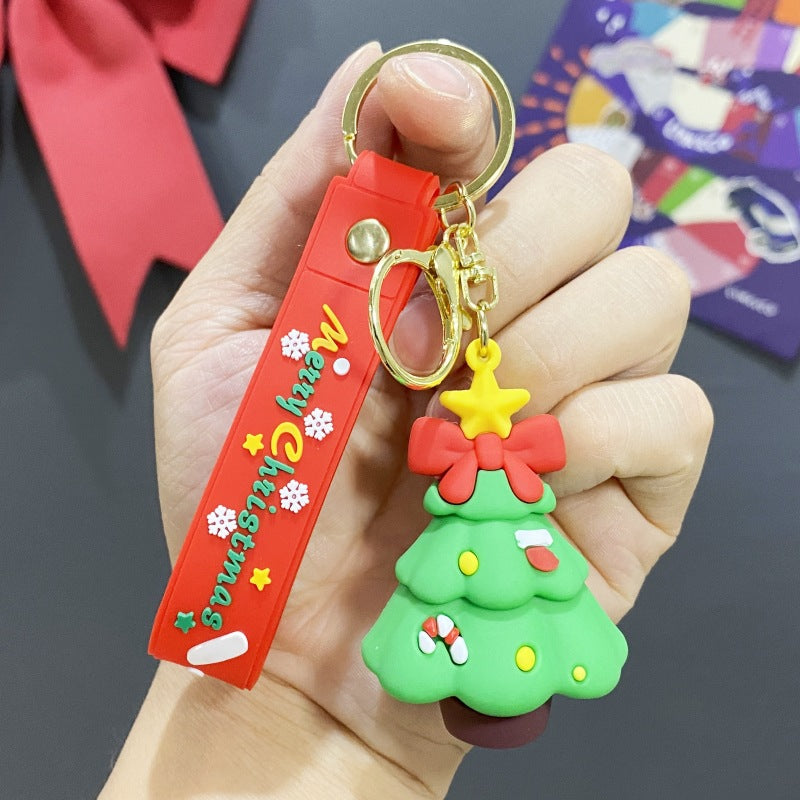 Wholesale PVC Soft Rubber Creative Christmas Old Man Christmas Tree Keychain ACC-KC-WuY002