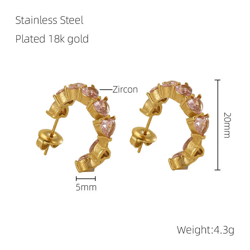 Wholesale stainless steel temperament zircon earrings