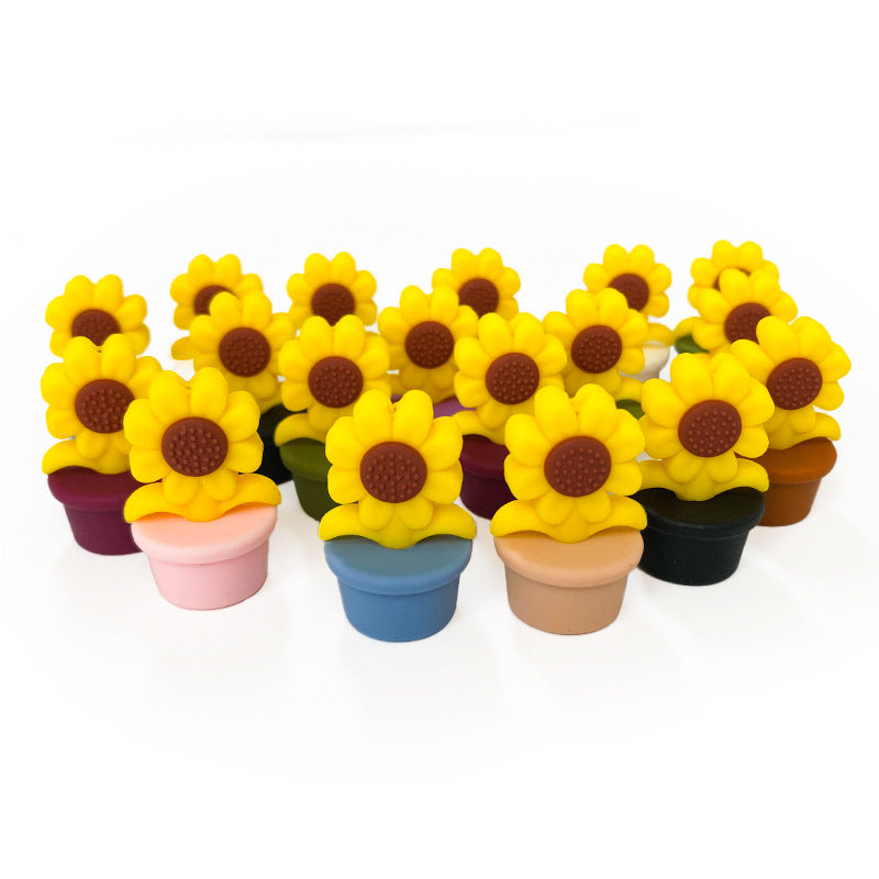 Wholesale of 10PCS Planter Sunflower Food Grade Silicone Beads ACC-BDS-WDX042