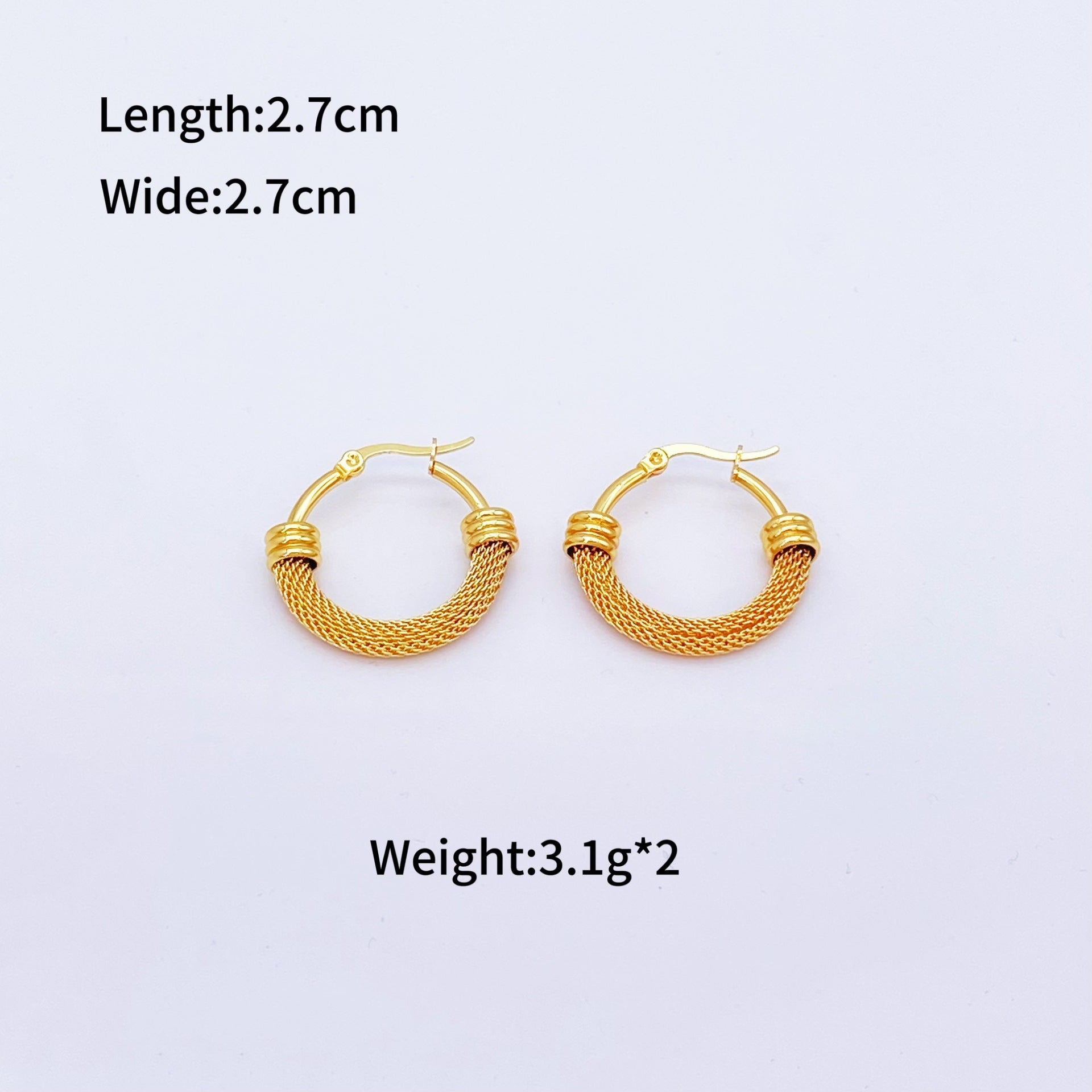 Wholesale Stainless Steel Titanium Steel Circle Halfnet  Earrings
