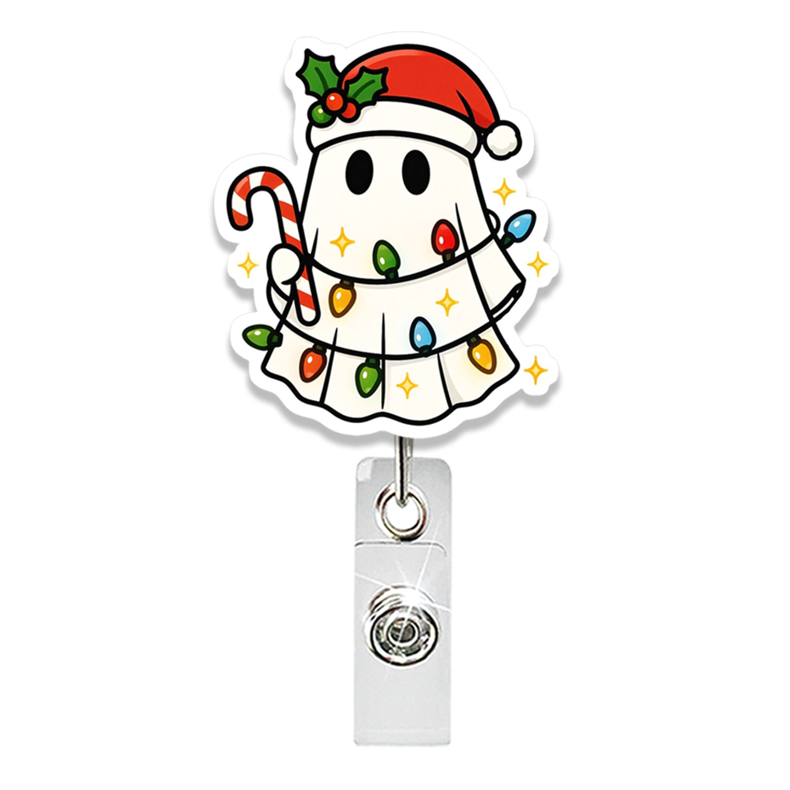 Wholesale Christmas Acrylic Dwarf Bow Ghost  Badge Reels