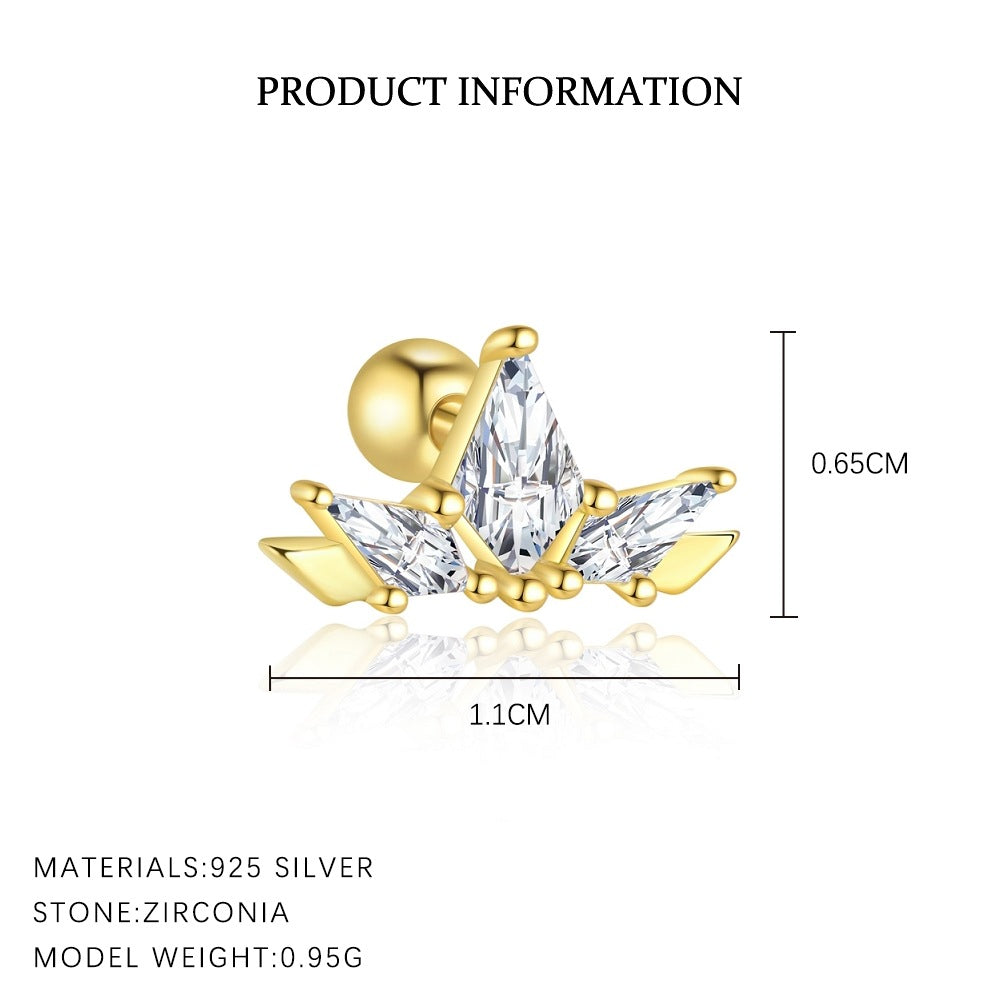 Wholesale S925 sterling silver zircon round head light luxury earrings