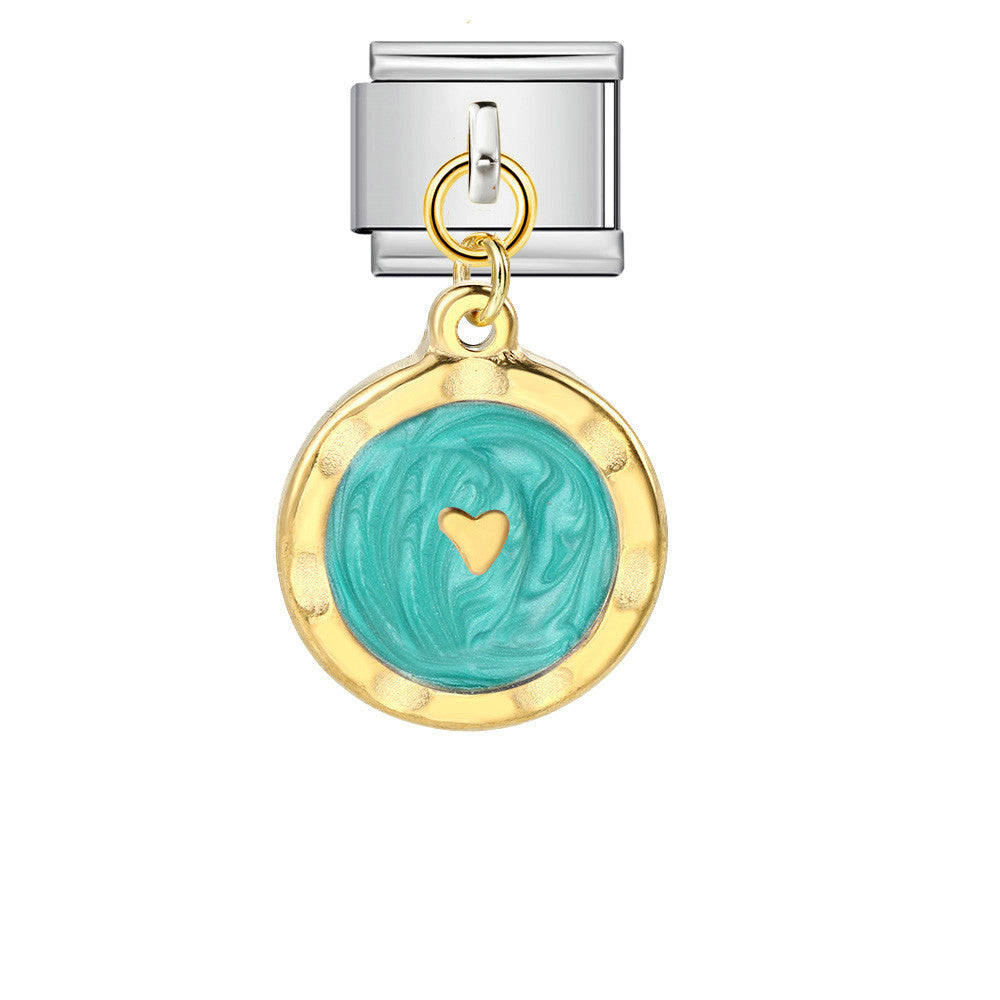 Wholesale 5pcs Italian Charm Bracelet 9mm DIY Splicing Gold and Silver Round Pendant Stainless Steel Composable Bracelet