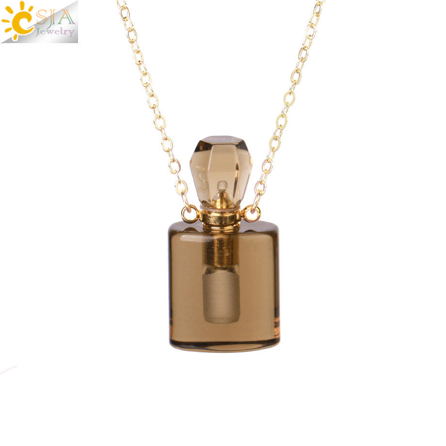 Wholesale Natural Stone Crystal Perfume Bottle Necklace ACC-NE-HuaiShe001