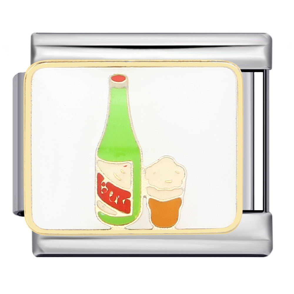 Wholesale Italian Charm Bracelet 9mm DIY Splicing Removable Beverage Series Stainless Steel Composable Bracelet