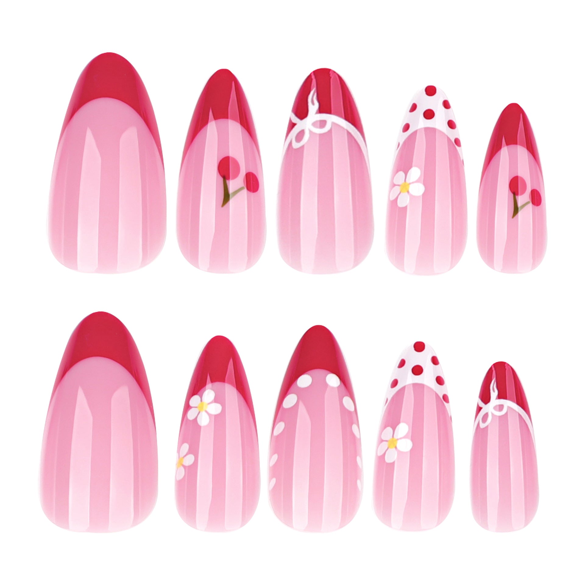 Wholesale 24 Pieces/box Red White White Border Nails Kits Nail Stickers