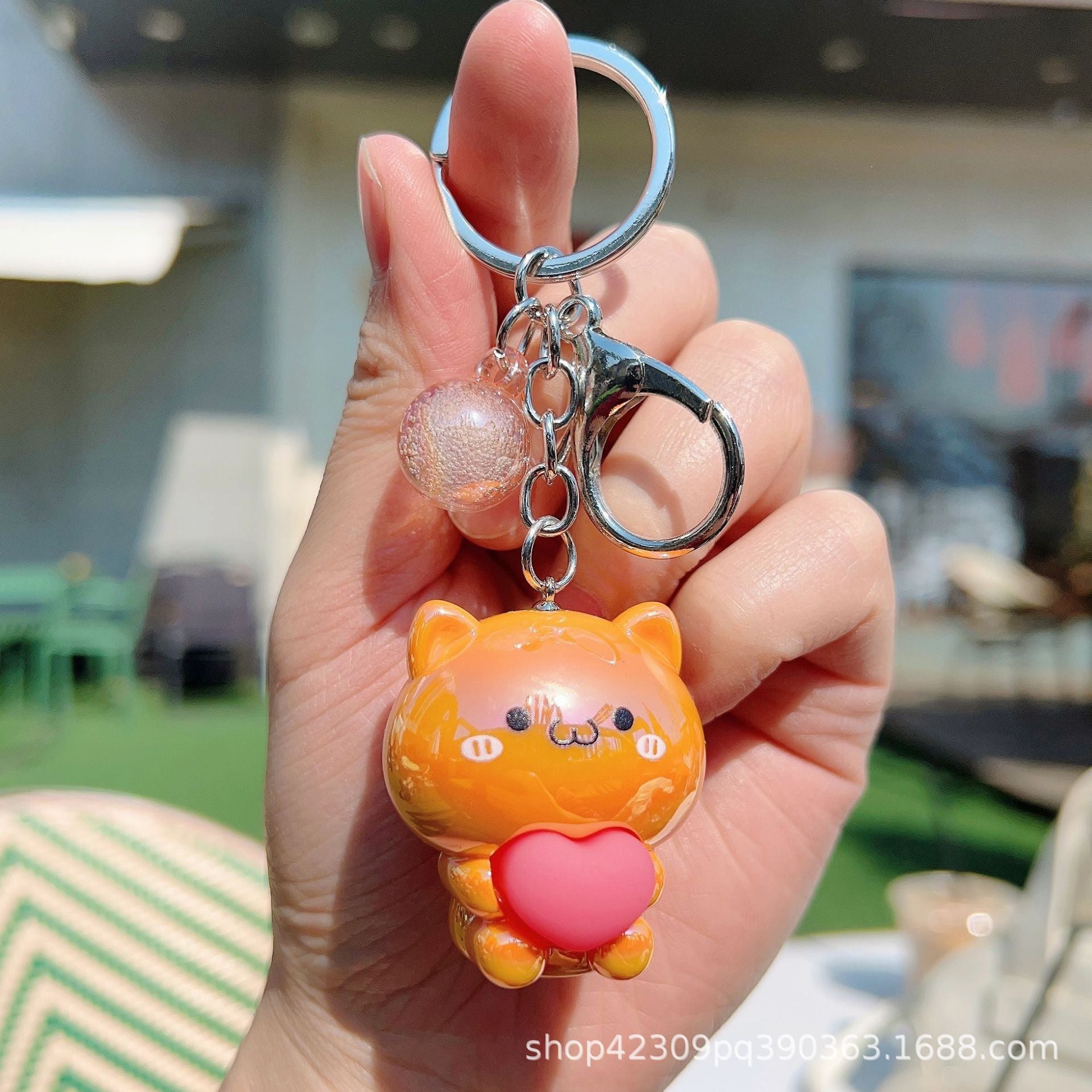 Wholesale Creative Keychain Cartoon Acrylic Care Bear Colorful Electroplating Keychain ACC-KC-WenChuan002