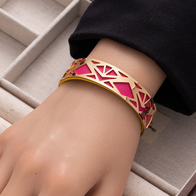Wholesale Double-sided colorful PU leather wide bracelet