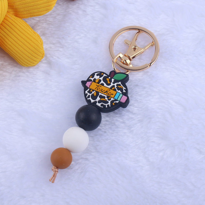 Wholesale Cartoon Teacher Books Apple Silicone Beaded Keychain ACC-KC-GuangTian009