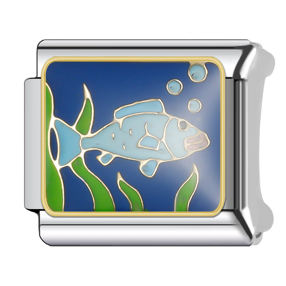 Wholesale Italian Charm Bracelet 9mm DIY Splicing Cute Animal Series Stainless Steel Composable Bracelet