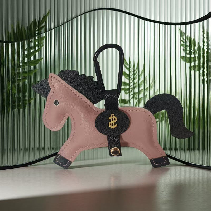 Wholesale Creative Horse Shape Leather Keychain Bag Charm Burgundy For Car Keys And Housewarming Gift