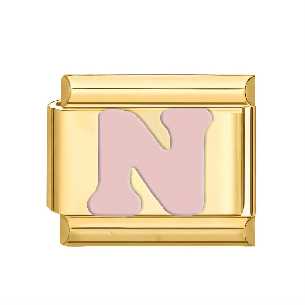 Wholesale ltalian Charms DlY Composable Bracelet Letter Module Stainless Steel DlY Bracelet