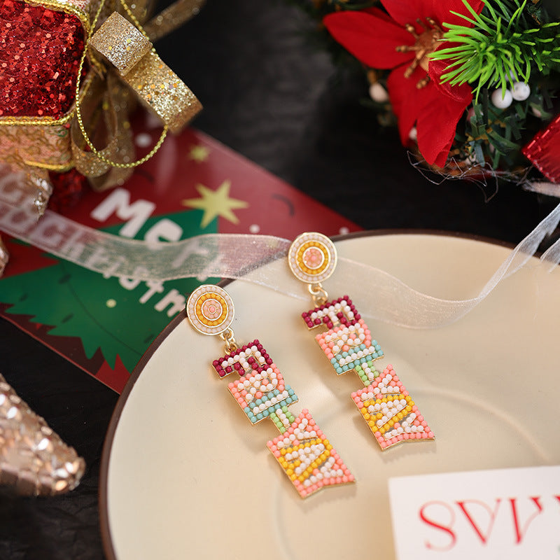 Wholesale Teacher candy color rice bead alloy earrings ACC-ES-RuLong005