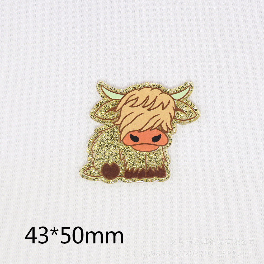 Wholesale 10pcs DIY Flatback Cartoon Calf Acrylic Flatback Badge Reels Retractable Keychain DIY Accessories ACC-FK-OuYe003