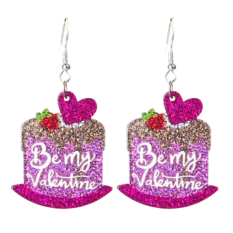 Wholesale 2Pairs/pack Valentine's Day Shiny Heart Love Words Cowboy Boots Acrylic Earrings ACC-ES-HY201
