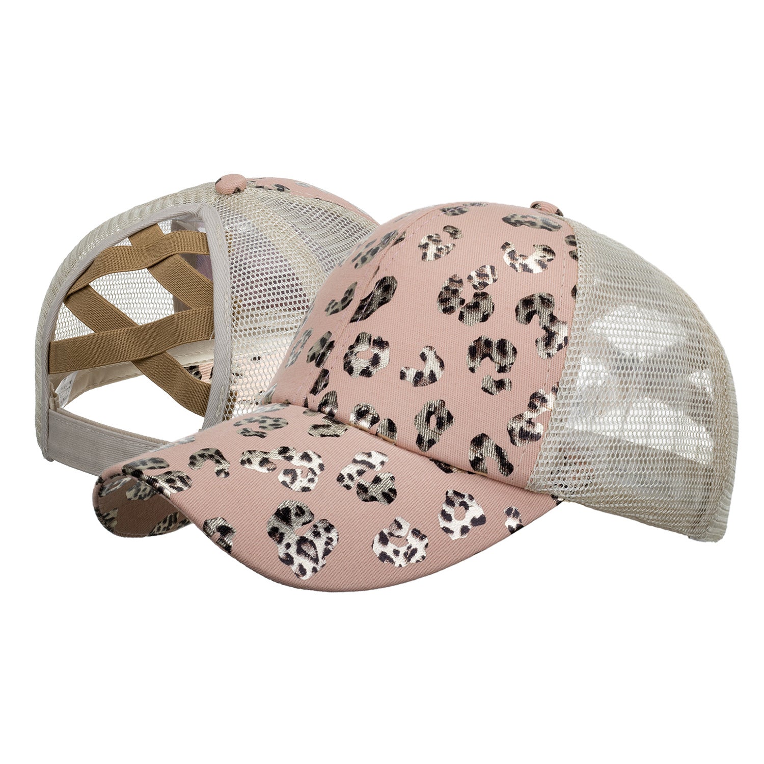 Wholesale Dog Print Cross Ponytail Baseball Cap Hat ACC-HT-ZhongMei004